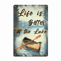 Vintage Metal Tin Sign Life'S Better at The Lake Tin Sign for Man Cave Bar Cabin Garage or Home Decor 8x12inch_00001_ Wall Decor For Home Bedroom Bar Country Garden Bathroom Decor Gifts, Metal Tin Sig