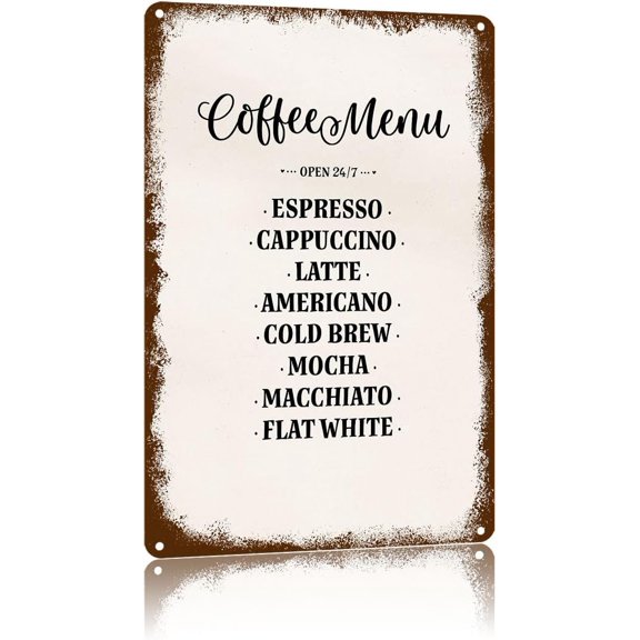 Vintage Metal Sign Coffee Bar Menu,Text Art Poster Home Wall Decor, Suitable For Walls, Doors, And FencesAluminum Printed Plaque 812Inch