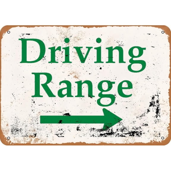 Vintage Metal Sign Driving Range (Right Arrow) Tin Sign Christmas Decor Retro Wall Decor For Home Coffee Bar Funny Aluminum Sign,812 inch