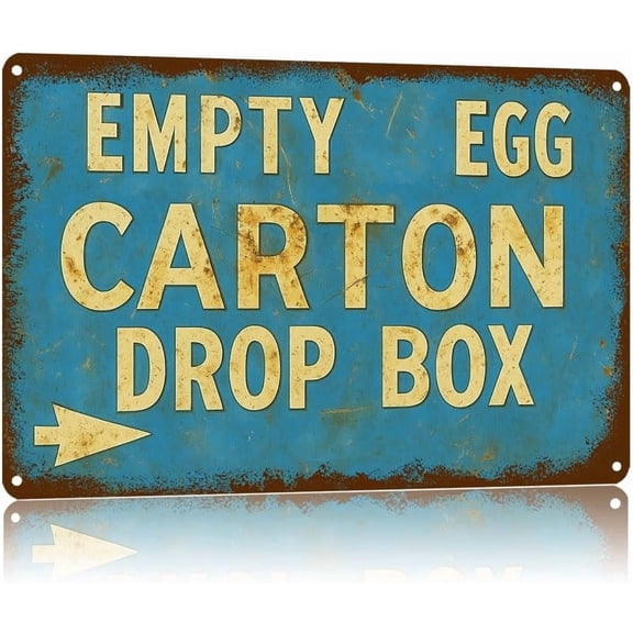 Vintage Metal Sign Empty Egg Carton Drop Box,Text Art Poster Home Wall Decor, Suitable For Walls, Doors, And Fences,Aluminum Printed Plaque 8×12Inch