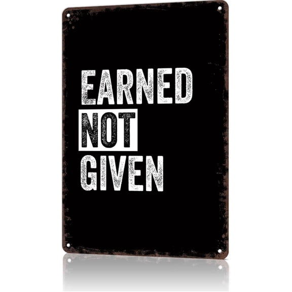 Vintage Metal Sign Fitness Earned Not Given Workout Room Signs Retro Tin sign For Gym Workout Posters Fitness Plaque Inspirational Wall Decor 8x12 Inches