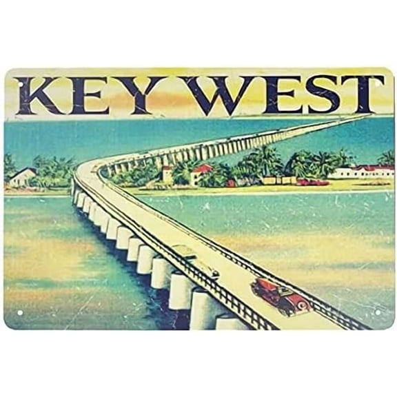 Vintage Metal Sign Key West Florida Tin Sign Wall Poster Decor Funny Retro Bar Coffee Pub Gift Wall Decor Sign 6x8 Inch