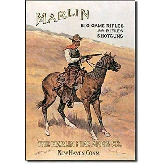 Vintage Metal Sign Marlin Firearms Rifles Shotguns Ammo Cowboy Retro Poster Plaque Tin Sign Wall Decor for Kitchen Bar Pub Farm House 12x8inch