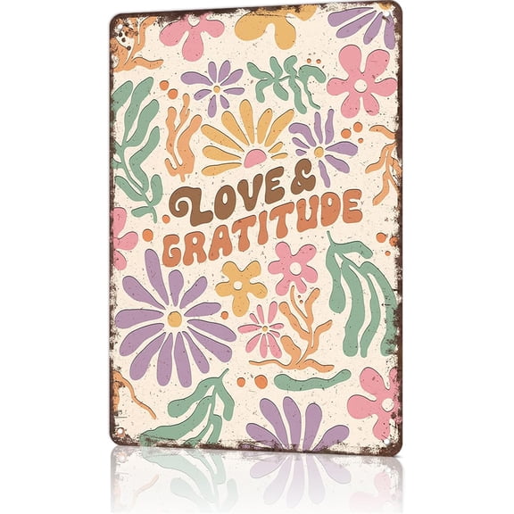 Vintage Metal Sign Plaque Love and Gratitude Poster Funny Tin Sign for Man Cave Basement Pub Farmhouse Diner Cafe Outdoor Wall Decor 8x12 Inch
