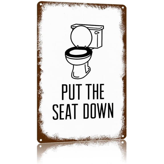 Vintage Metal Sign Put The Seat Down,Text Art Poster Home Wall Decor, Suitable For Walls, Doors, And Fences,Aluminum Printed Plaque 8×12Inch