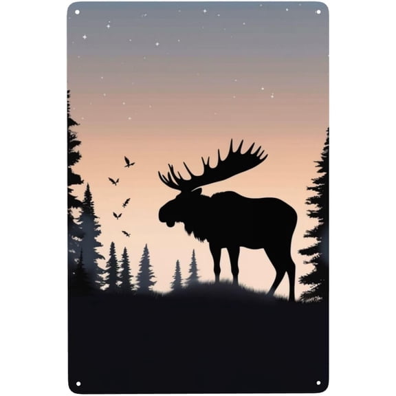 Vintage Metal Sign Retro Metal Tin Sign for Home Bar Wall Decor Stylish Wall Art Plaques Moose Mountain Pine Tree Metal Wall Signs for Indoor Outside Unique Poster 12 X 8 Inches