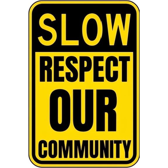 Vintage Metal Sign SLOW, RESPECT OUR COMMUNITY Tin Sign Retro Wall Decor For Home Coffee Bar Funny Aluminum Sign 8x12 inch
