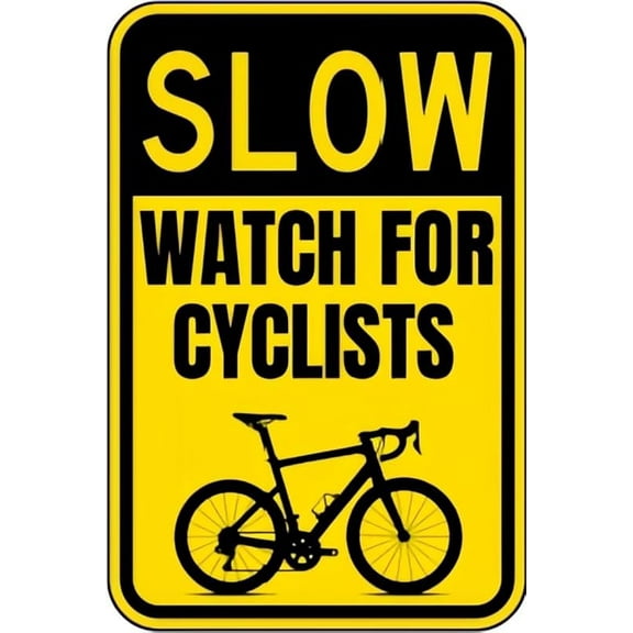 Vintage Metal Sign SLOW WATCH FOR CYCLISTS Tin Sign Retro Wall Decor For Home Coffee Bar Funny Aluminum Sign 8x12 inch