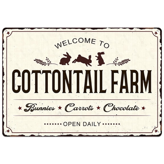 Vintage Metal Sign Welcome To Cottontail Farm Easter Decor Funny Art Poster for Home Cafe Bar Kitchen Door Porch Yard Wall Decorations 12x8 Inch Aluminium Hanging Plaque