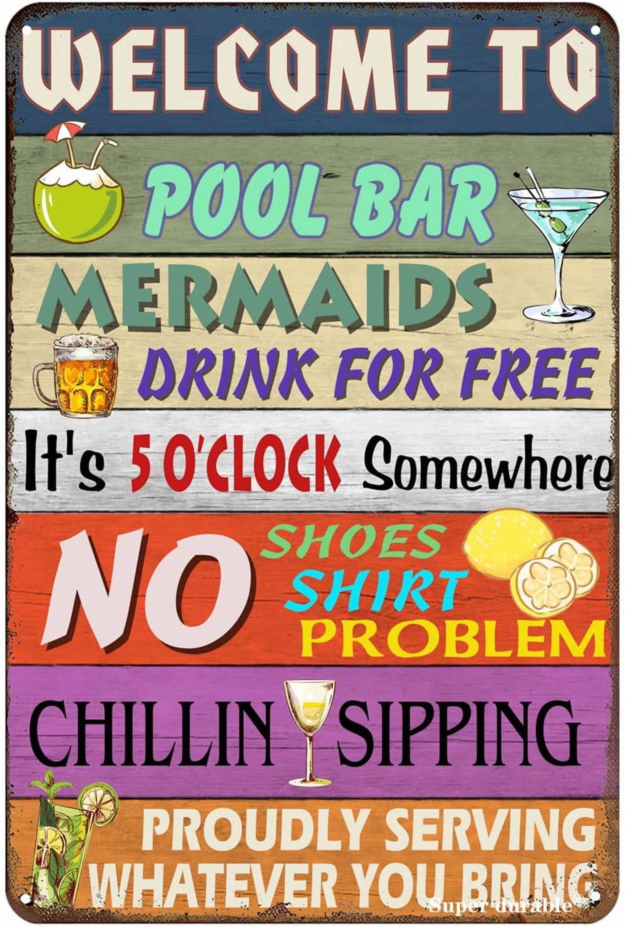 Vintage Metal Sign Welcome to Our Pool Bar Tin Sign Vintage Pool Signs ...