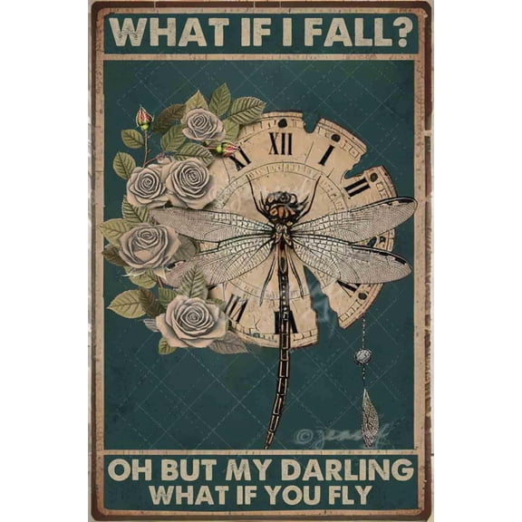 Vintage Metal Sign What If I Fall Oh But My Darling What If You Fly Tin Sign Funny Walll Decor for Bar Kitchen Pubs Cafe Home Garage 128 Inch
