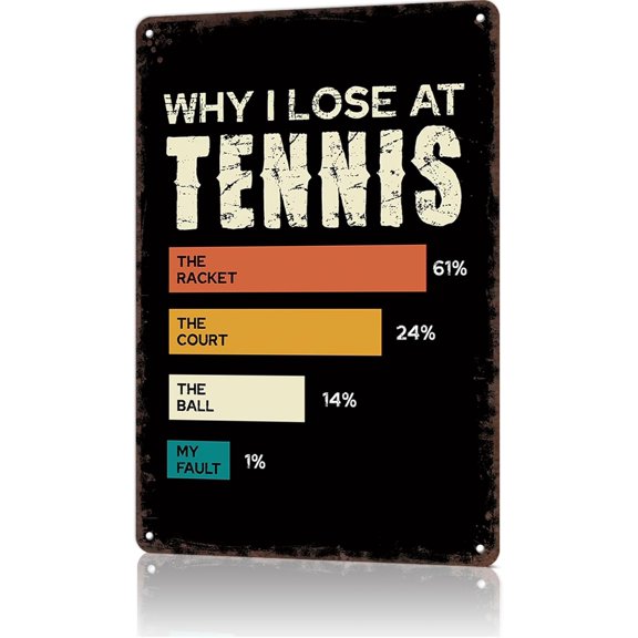 Vintage Metal Sign Why I Lose At Tennis Chart Tin Signs For Man Cave, Garage, Living Roome, Cafe And Pub Wall Decor 8 X 12 Inch Funny Sign