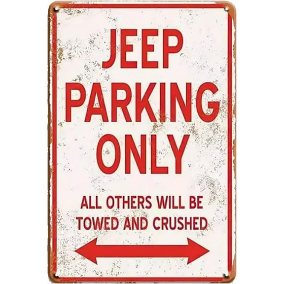 Vintage Metal Signs Car Room Decor for Boys Jeep Parking Only Garage Sign Funny Wall Decor for Men Bedroom 8x12 Inch