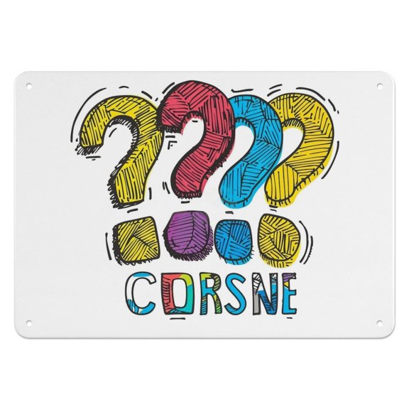 Vintage Metal Signs,Colorful Hand - Sketched Question Marks and Jumbled CORNS Text,for garage,bar,restaurant,living room,bedroom,kitchen,cafe,bar,812inches