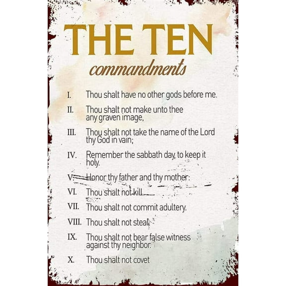 Vintage Metal Signs In This House We Do Geek Magic Poster Retro Wall Art Tin Sign Wall Art Decor Plaque for Home Bar Pub Club Cafe Garage, Ten Commandment Size: 8 x 12 inch