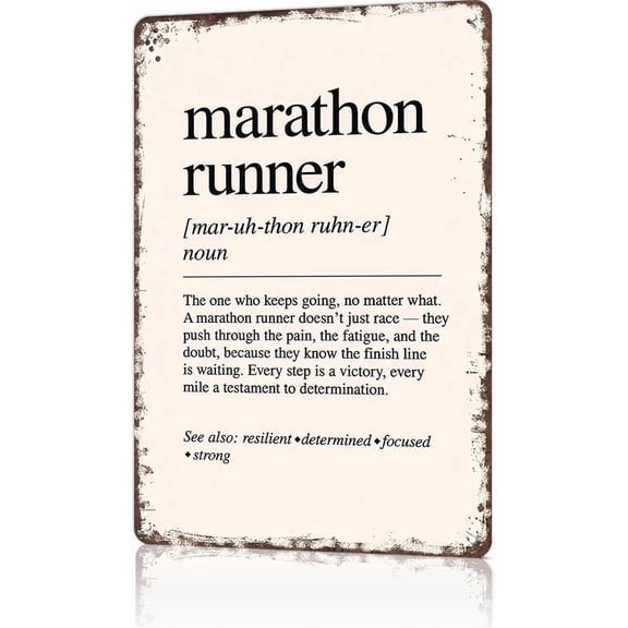 Vintage Metal Signs Marathon Runner Definition Funny Wall Art Tin Poster For Man Cave Office Home Bedroom Decor 8x12inch