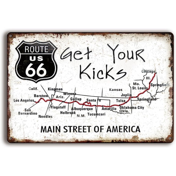Vintage Metal Signs Route 66 Map Car Room for Boys Garage Tin Signs Funny Wall Art Decor for Man Cave Bedroom