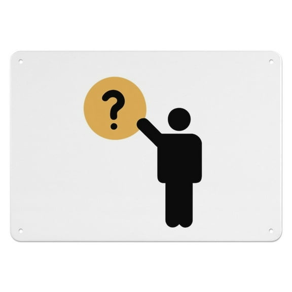 Vintage Metal Signs,Silhouette of Person Holding Circular Question Mark,for garage,bar,restaurant,living room,bedroom,kitchen,cafe,bar,812inches