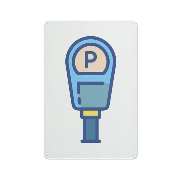 Vintage Metal Signs,Simple Blue Parking Meter Illustration,for garage,bar,restaurant,living room,bedroom,kitchen,cafe,bar,812inches