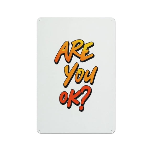 Vintage Metal Signs,Vibrant Comic - Style ARE YOU OK Text,for garage,bar,restaurant,living room,bedroom,kitchen,cafe,bar,812inches
