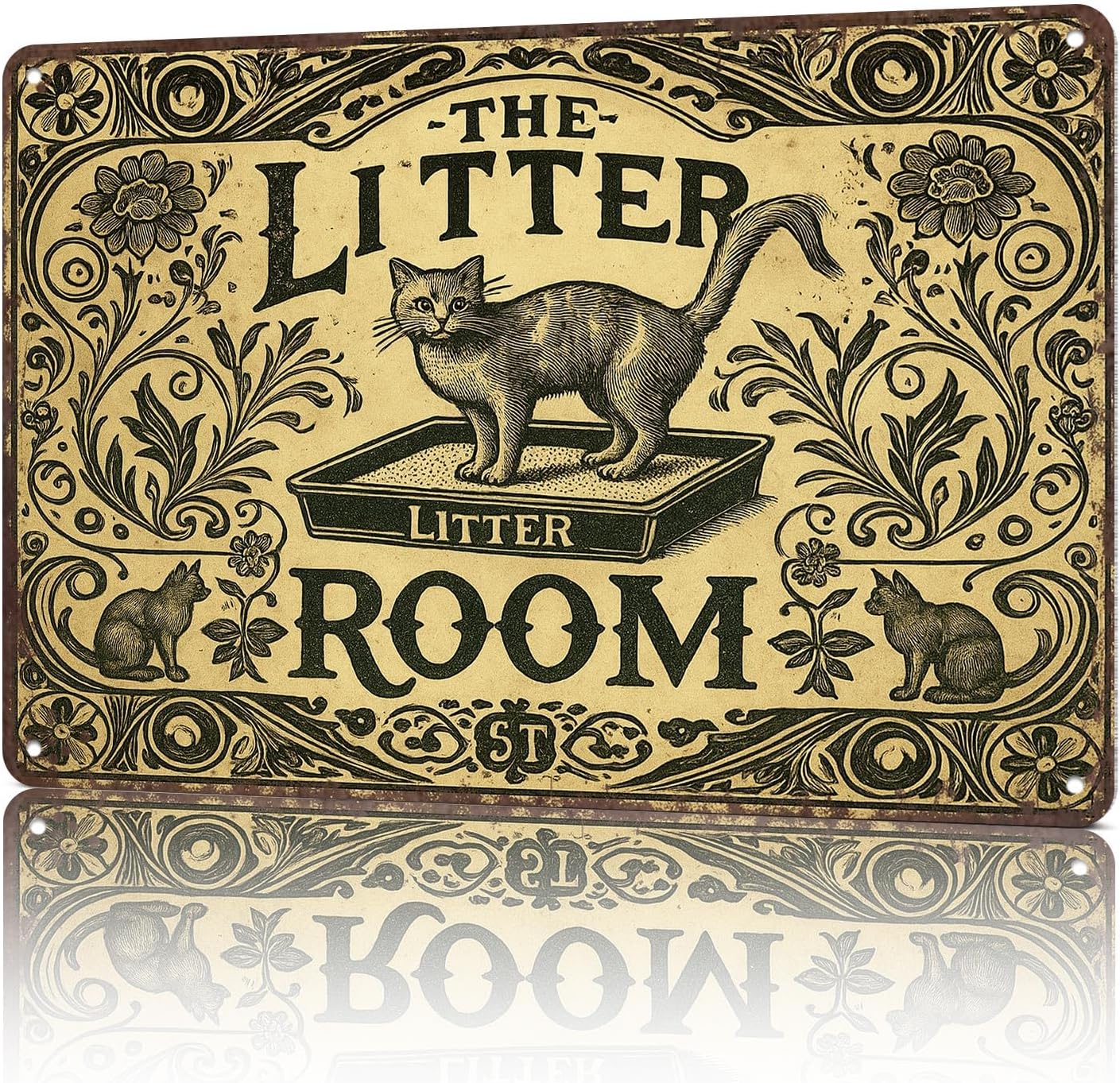 Vintage Metal Signs Vintage Cat Litter Box Metal Wall Art Sign-Funny ...
