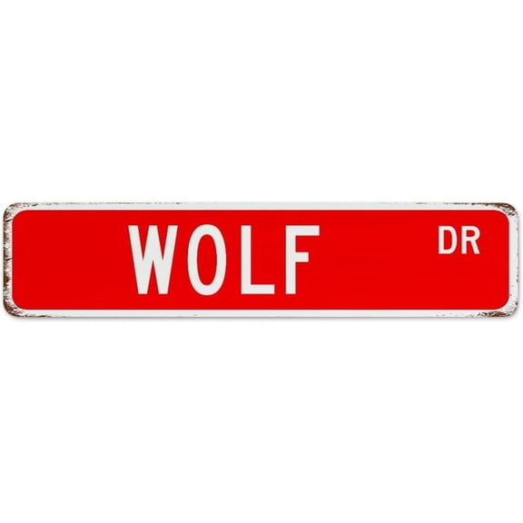 Vintage Metal Signs Wolf Wall Decorations Metal Plaque for Backyard Terrace Home Pet Sign for Moms Art Poster Gift for Entryway 4"x16"