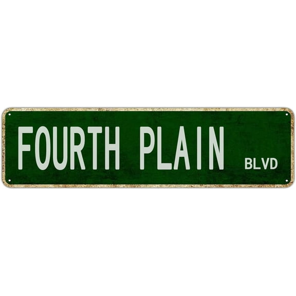Vintage Metal Street Sign Fourth Plain Blvd Retro Tin Aluminum Wall Decor for Home Office Kitchen Garden Pub Club, 4 x 16 Inches