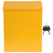 Vintage Metal Suggestion Box with Lock - Wall Mount Yellow Mailbox