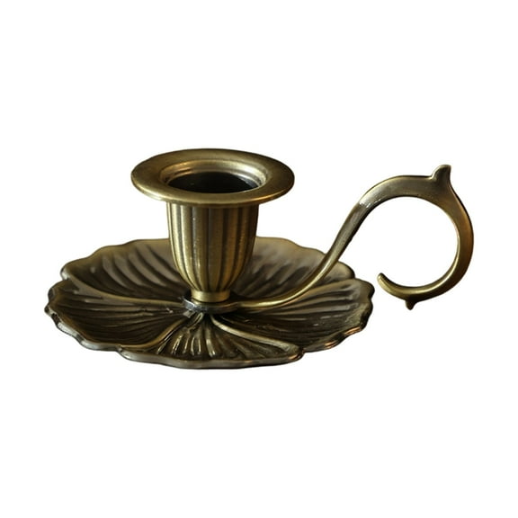 Vintage Metal Taper Candlestick, Antique Style Brass Silvery Bronzed Decor, Elegant Holiday Table Centerpiece for Christmas Thanksgiving Wedding