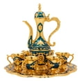 thumbnail image 1 of Vintage Metal Tea Set Coffee Set with Teapot, 6 Cups and Serving Tray Gold, 1 of 7