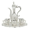 thumbnail image 1 of Vintage Metal Tea Set Coffee Set with Teapot, 6 Cups and Serving Tray Silver, 1 of 7
