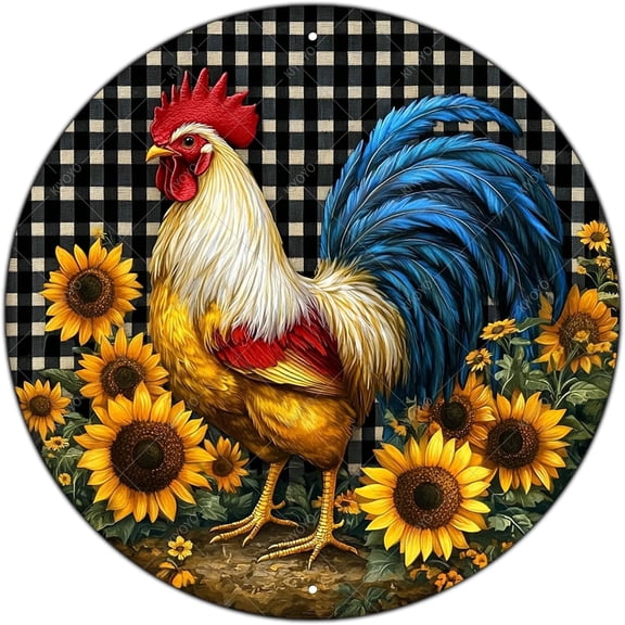 Vintage Metal Tin Chicken Coop Lattice Wreath Wall Decor for Kitchen or Farmhouse Outdoor, 8 Inch