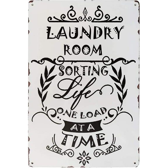 Vintage Metal TinLaundry Room Sorting Life One Load at A Time Vintage Metal Tin Sign Laundry Signs Farmhouse Country Home Decor 8X12Inchtin sign