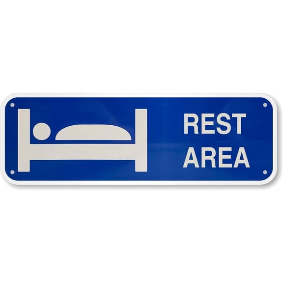 Vintage Metal Tin Rest Area Sign, Retro Rustic Wall Decor for Home Bar Garage Cafe, Indoor Outdoor Wall Art, 4 x 16 Inch