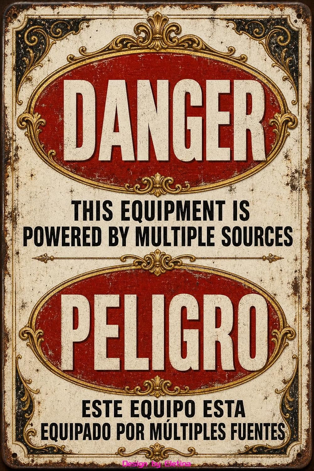 Multuple Sign Vintage Metal Tin Sign 8x12 Inch This Equipment Is Powered By Multiple ...