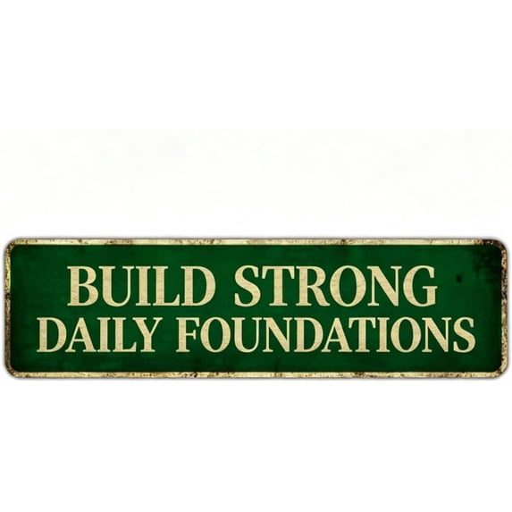 Vintage Metal Tin Sign BUILD STRONG DAILY FOUNDATIONS 16x4 Inch Retro ...