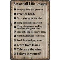 Vintage Metal Tin Sign Basketball Life Lessons Poster for Home Bar Cafe Man Cave Garage Wall Decor (Aluminum) Size: 12 x 16 inch
