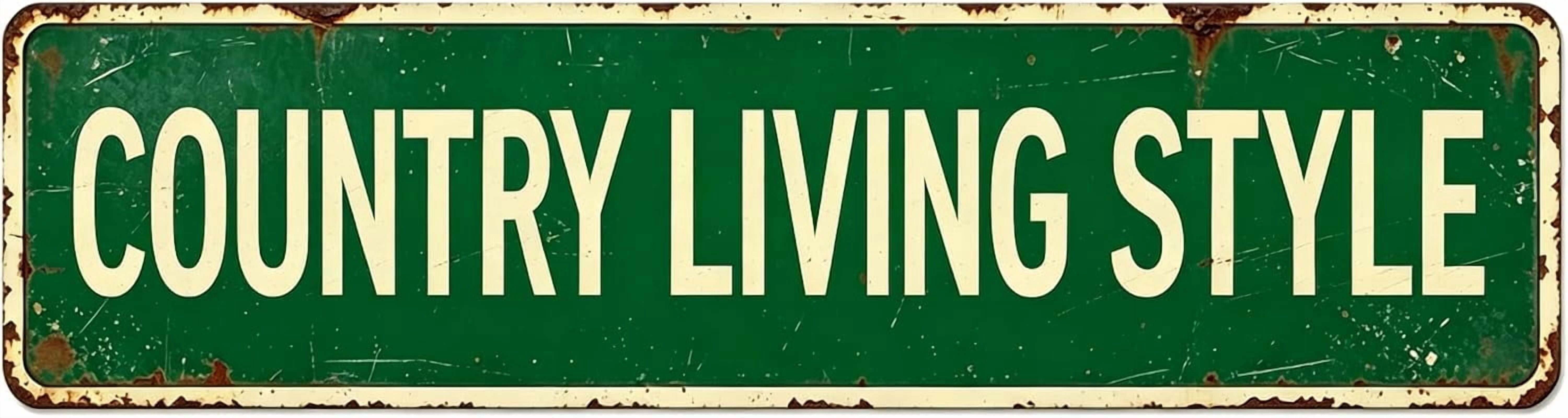 Vintage Metal Tin Sign COUNTRY LIVING STYLE 16x4 Inch Retro Wall Decor ...