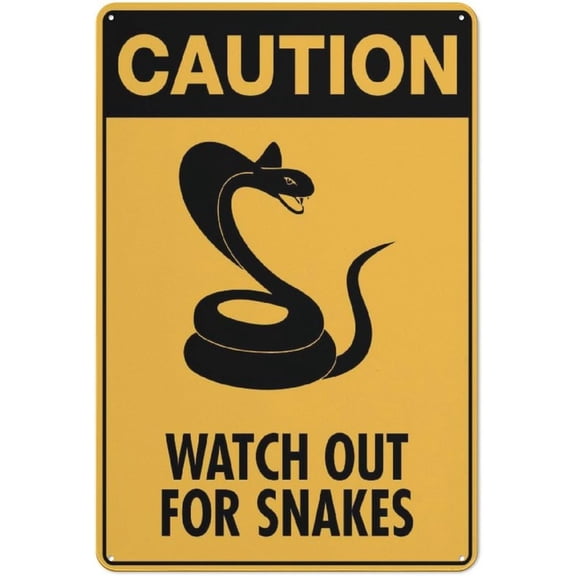 Vintage Metal Tin Sign Caution Watch Out For Snakes Sign Metal 12"X8" Rust Free Aluminum,Indoor & Outdoor Use For Fence And Yard