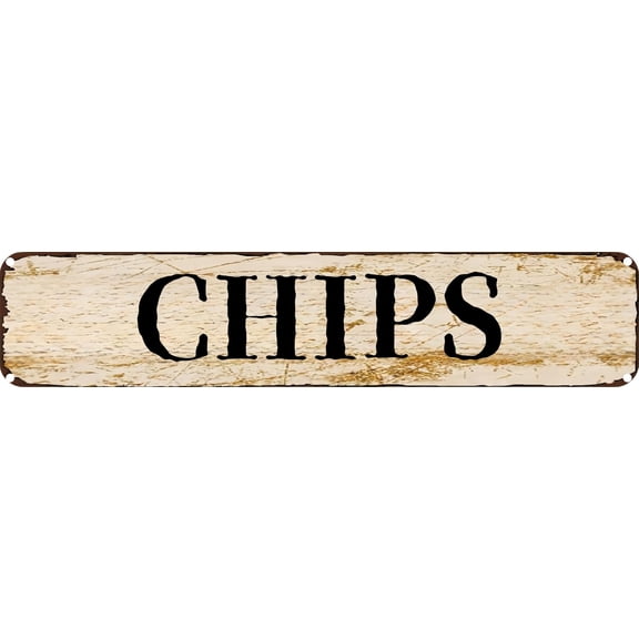 Vintage Metal Tin Sign Chips Retro Wall Decor for Home, Cafe, and Garden - Aluminum Sign for Men & Women 4"x16"