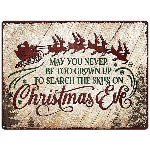 Vintage Metal Tin Sign Christmas Eve Wall Plaque Retro Home Cafe Hotel Decor Gift 8x12 Inch