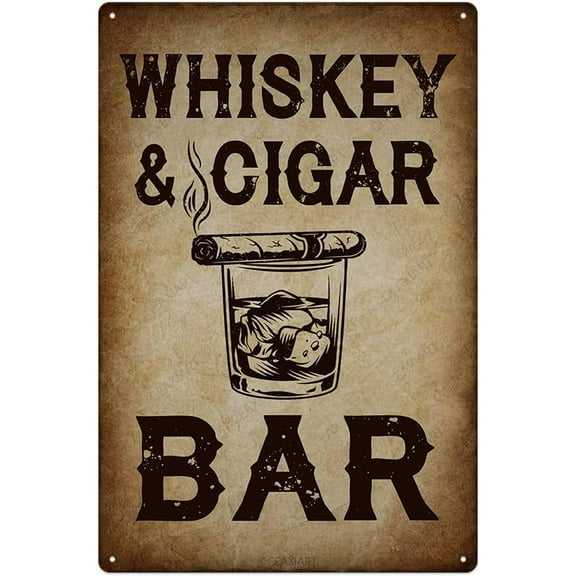 Vintage Metal Tin Sign Cigar Bar Sign, Cigar Lounge Sign, Whiskey Bar, Cigar Room Decor, Whiskey Signs For Man Cave,Retro Poster Rustic Cafe Kitchen Pub Garage Club Wall Art Room Decorations