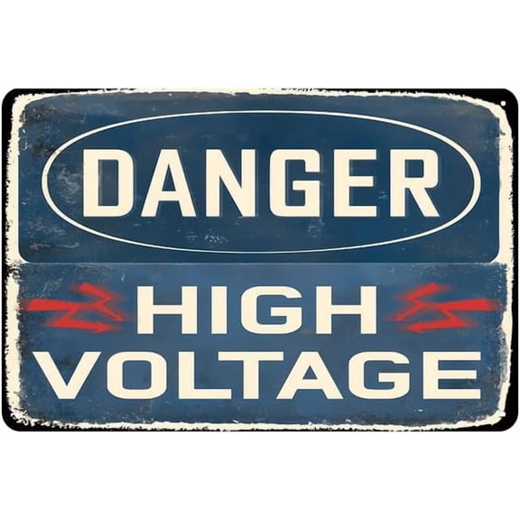 Vintage Metal Tin Sign Danger High Voltage Warning Sign for Indoor or Outdoor Decor, 12 X 8inch