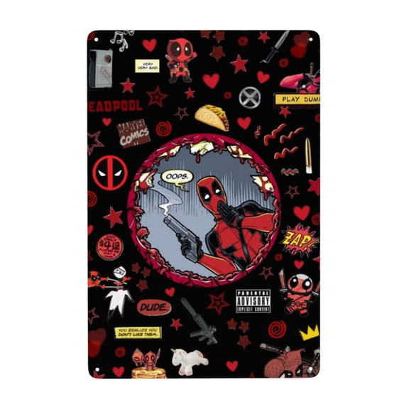 Vintage Metal Tin Sign Deadpool Poster Wall Decor for Home Bar Room 8"x12"