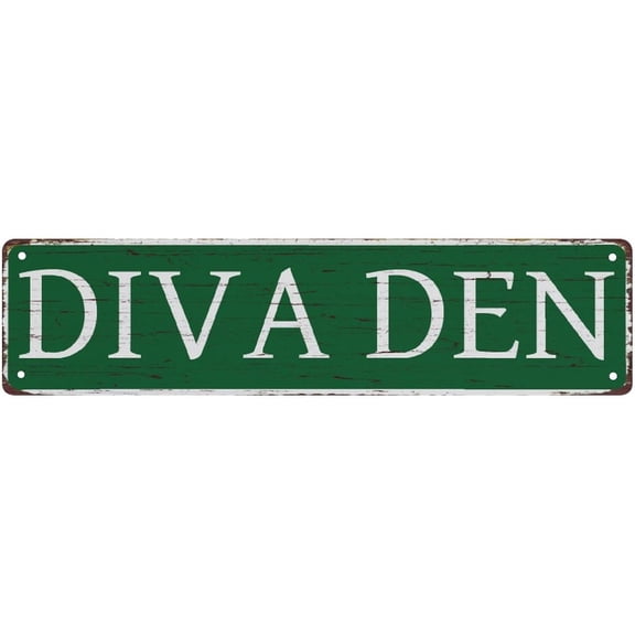 Vintage Metal Tin Sign Diva Den Vintage Rustic Retro Decor Funny Metal Tin Sign For Home Garage Wall Decor 4X16 Inch