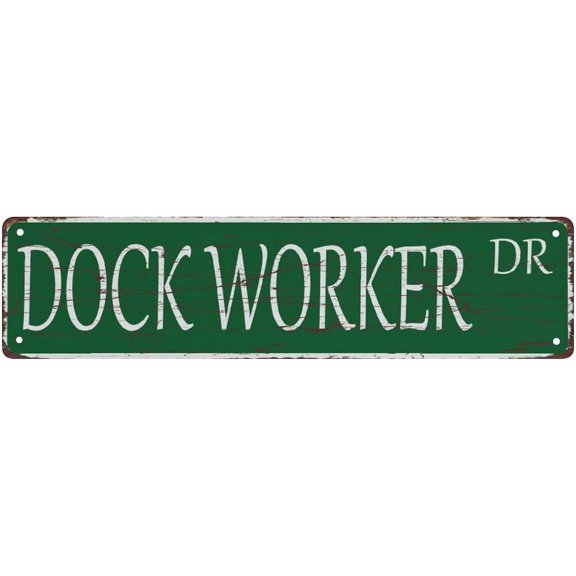 Vintage Metal Tin Sign Dock Worker Sign Rustic Metal Tin Sign Home Outdoor Art Wall Decorations For Cafe Bar Kitchen 4X16 Inch
