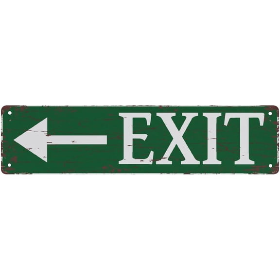 Vintage Metal Tin Sign Exit Left Arrow Retro Metal Tin Signs 16X4 Inch For Shop Yard Man Cave Garage Outdoor Funny Wall Decor Decorative Poster Plate