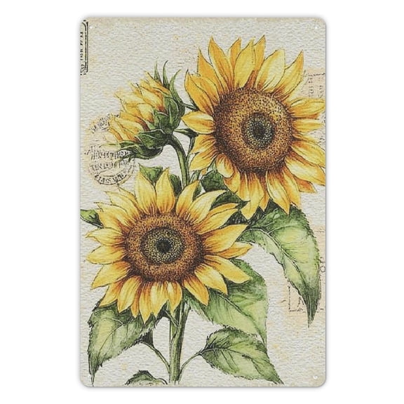 Vintage Metal Tin Sign No Fading Fade Resistant Rustproof Wall Plaque Summer Sunflower Old Floral Sign Plaque 12x8in Plaque Tin Sign for Home Garden Bars Restaurants Cafes Office Club Signs