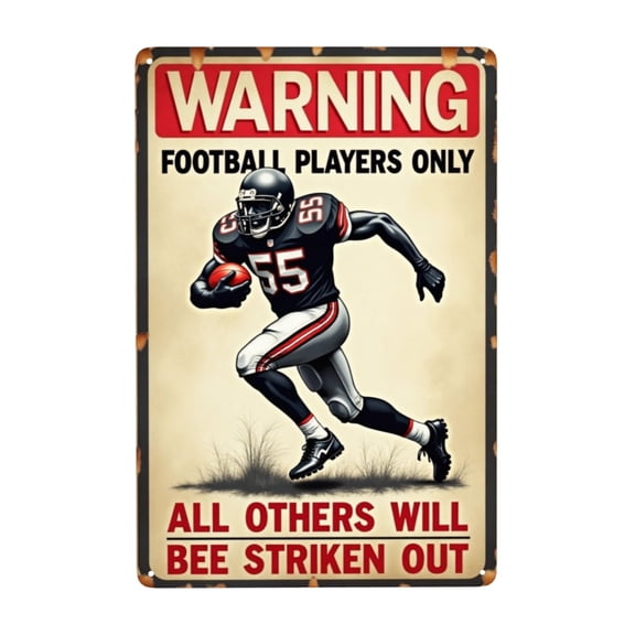 Vintage Metal Tin Sign Football Players Only Warning Sign American Football Decor Man Cave Decor Garage Decor Sports Bar Decor 8x12 Inch Metal Sign Retro Football Wall Art Funny Football Gift