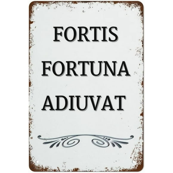 Vintage Metal Tin Sign Fortune Favors The Bold Latin Quote Wall Art Decor 8x12 Inch Aluminum Poster Inspirational Retro Artwork for Home Office Cafe Bar Garage Man Cave Rustic Decoration